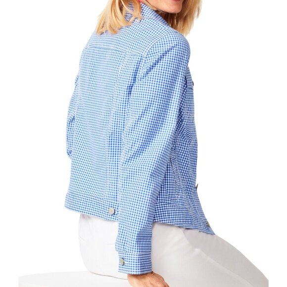 Talbots Classic Jean Jacket in Gingham Size XS NWOT - Picture 2 of 10